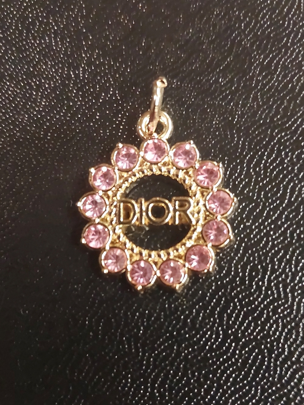CD Gold & Pink Crystal Halo Charm Pendant